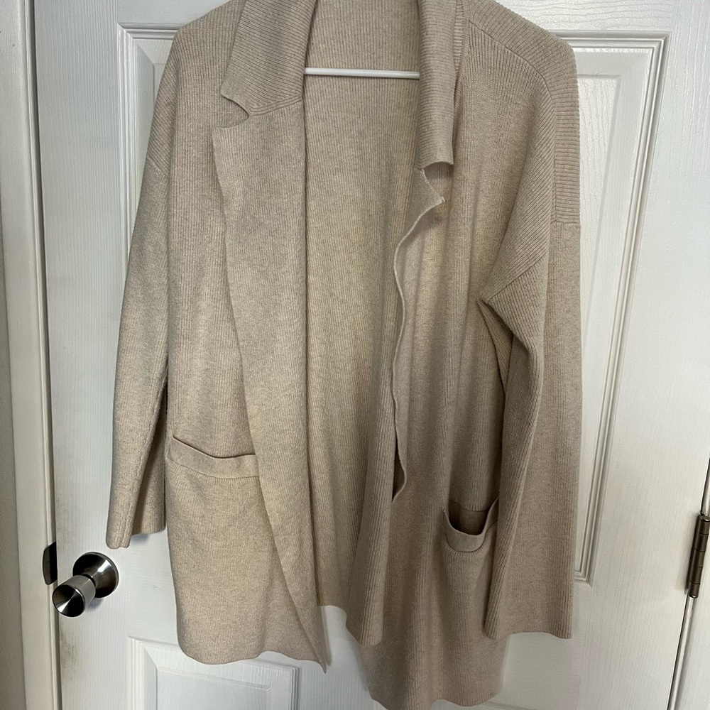 LOFT Cream Open-Front Sweater